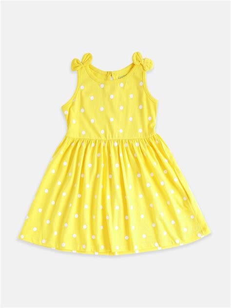 Buy Pantaloons Baby Girls Yellow & White A Line Cotton Dress - Dresses ...
