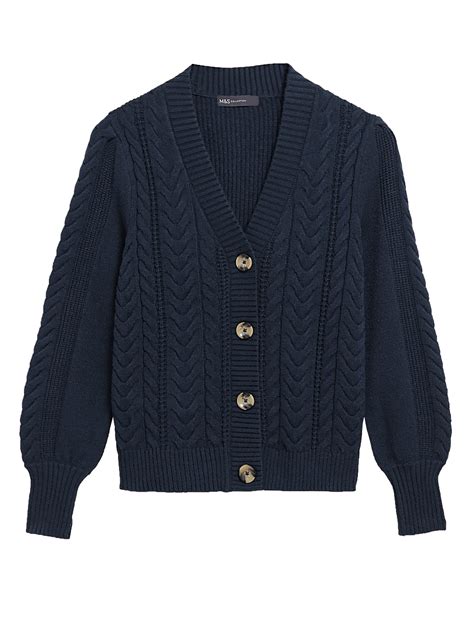 Buy Soft Touch Cable Knit V-Neck Cardigan at Marks & Spencer