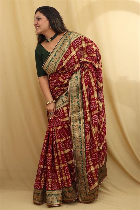 Shop the Stunning Red Bandhani Madhurai Cotton Baraat Saree