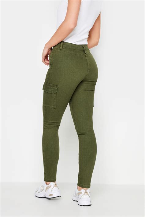 Petite Khaki Green Cargo Skinny Jeans | PixieGirl