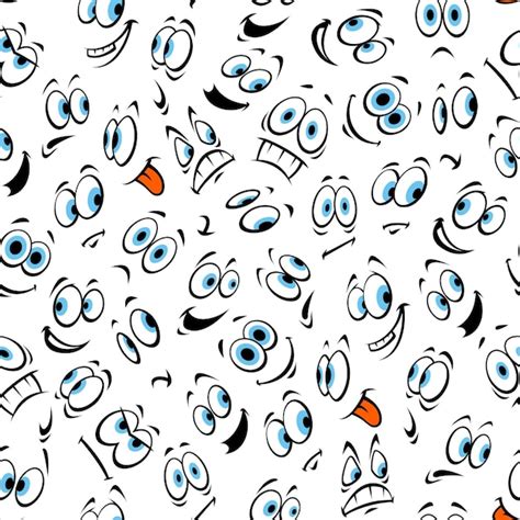 Cartoon human face emoticons pattern | Premium Vector