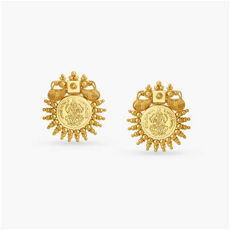Temple Design Gold Stud Earrings