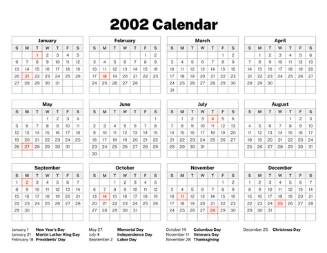 2002 Calendar - Old Calendars