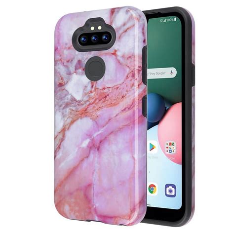 LG Phoenix 5 /Tribute Monarch /K8x Phone Case Marble Hybrid Armor ...
