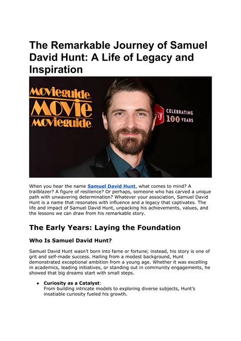 The Remarkable Journey of Samuel David Hunt_ A Life of Legacy and ...