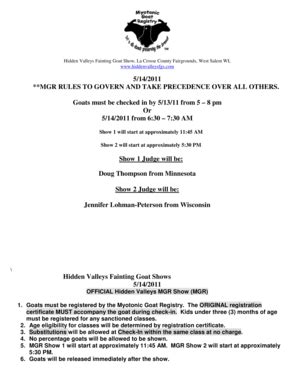 Fillable Online 5/14/2011 **MGR RULES TO GOVERN AND TAKE PRECEDENCE ...