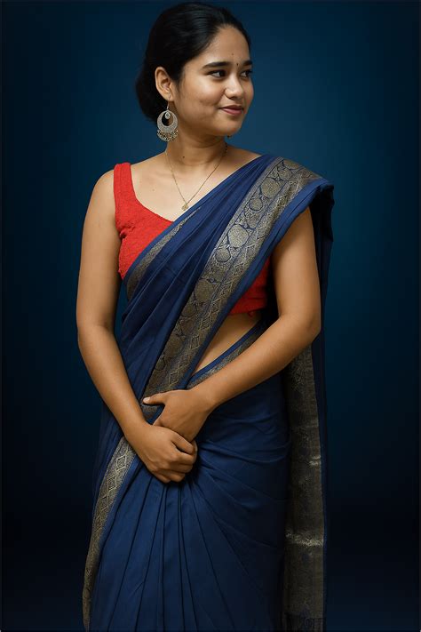 Blue borders saree – Shop | Paisley Trivandrum