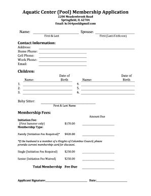 Fillable Online KofC Pool Mbr App-rev - Knights of Columbus Council 364 ...