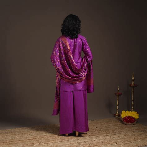 Purple Banarasi with Gota Work Meena Weaving Silk Cotton Palaazo Set ...
