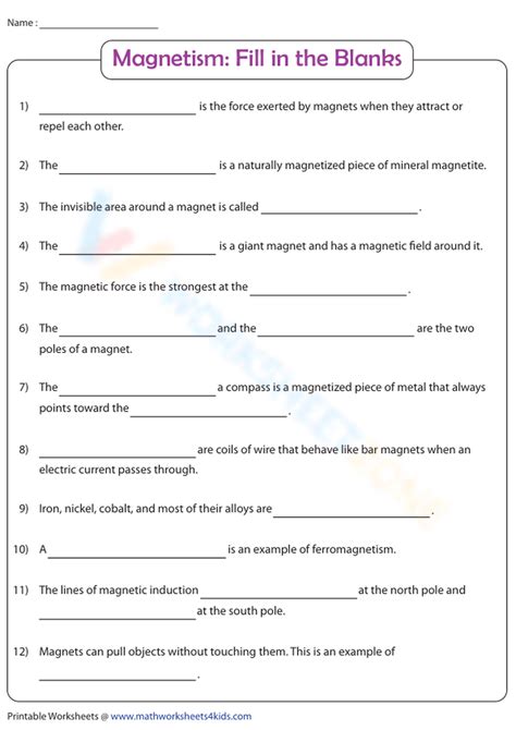 Image result for Printable Magnet Worksheet