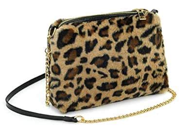 Buy Hoxis Faux Fur Furry Crossbody Shoulder Handbag Clutch Purse with ...