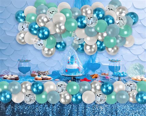 Buy Metallic Blue Silver Turquoise Balloon Garland Kit Chrome Blue ...