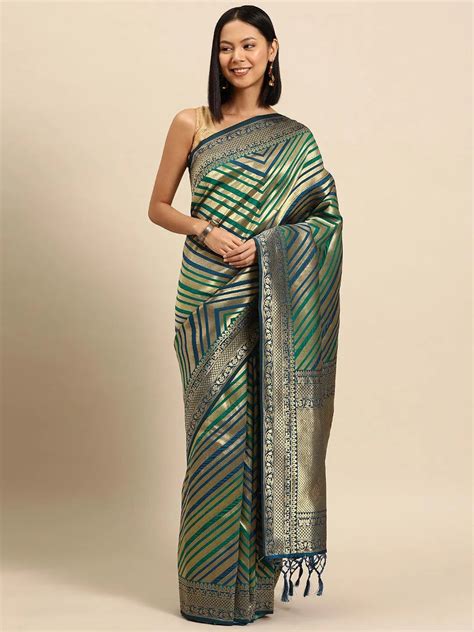 Buy Blue Woven Design Brocade Saree Online at Rs.2299 | Libas