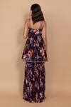 Buy Purple Kurta Crepe And Sharara- Georgette Floral Print, Strappy ...