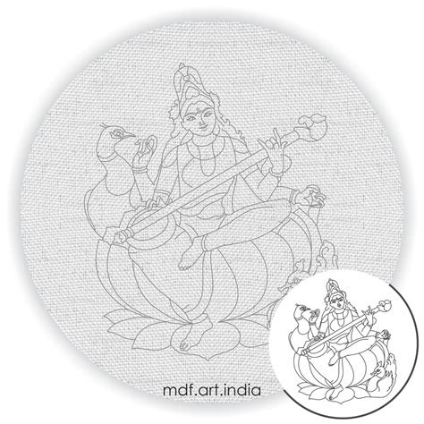 Saraswati Ma Pre-Marked Canvas– Hobby Decor Pvt Ltd