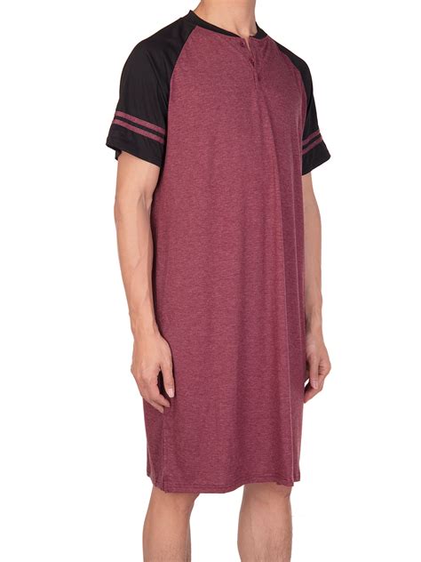 SAYFUT Big & Tall Mens Sleep Shirts Short Sleeve Nightshirts Sleepwear ...