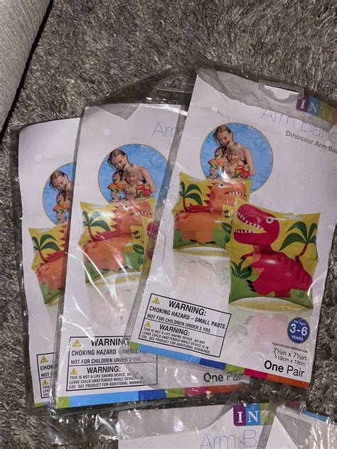 INTEX Dinosaur Floating Arm Bands Water Wings 7.5" X 7.5" Ages 3-6 ...