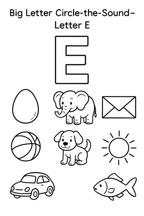 Big Letter Circle-the-Sound – Letter E Worksheet - Download & Print Now!