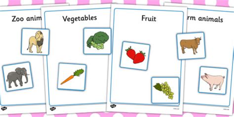 Fruit Vegetables Farm Animals And Zoo Animals Sorting Activity