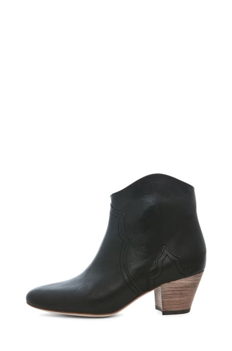 Isabel Marant Dicker Leather Bootie in Noir | FWRD