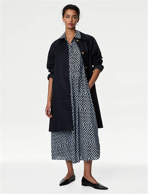 Buy Pure Cotton Printed Midi Shirt Dress at Marks & Spencer