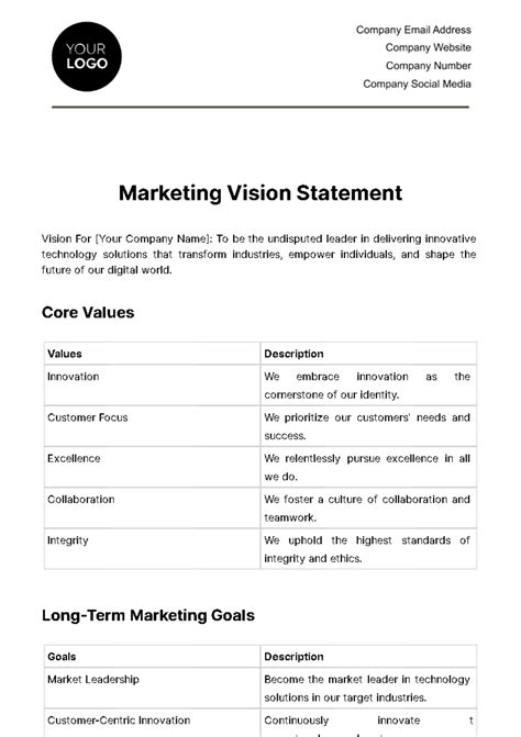Image result for Vision Template Example