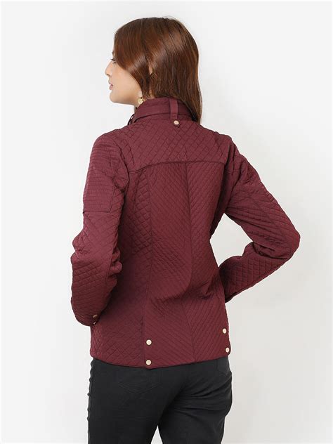 Maroon Quilted High-neck Jacket for Women – Lakshita