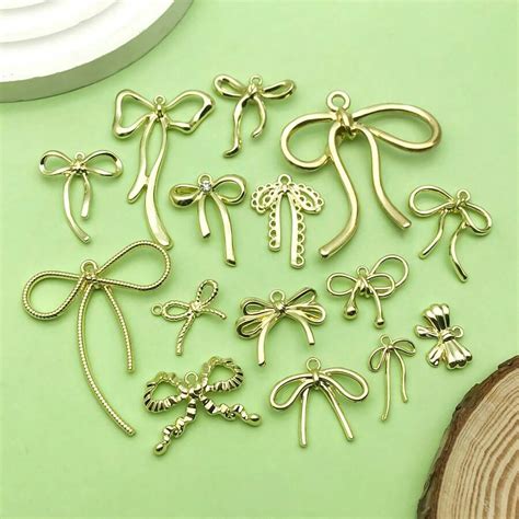 15pcs Mixed Fashion Bow Charm Metal Cute Bow Exquisite Pendant For DIY ...