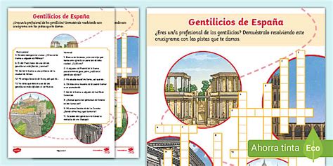 Crucigrama: Gentilicios de España