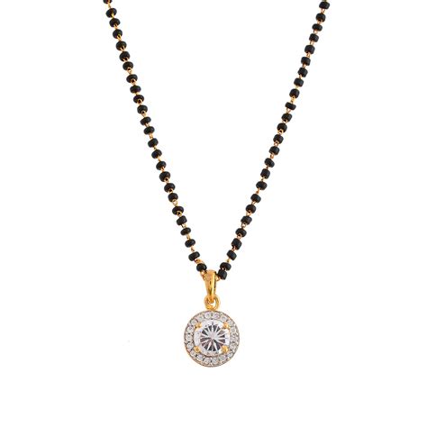 Sparkling Elegange White Round Cz Studded Gold Plated Mangalsutra Set ...