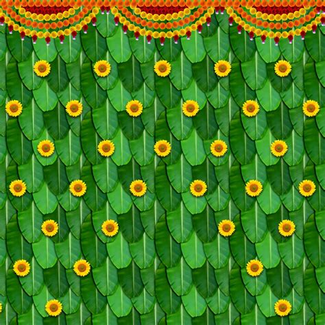 South Indian Backdrop: Texture of Banana Leaf with Sunflower – EFS