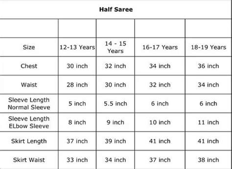 Shivangi Clothing Pattu Pavadai Size Chart