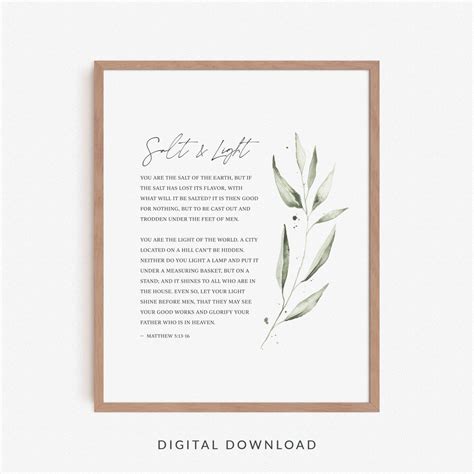 Salt and Light Bible Verse Wall Art, Christian Scripture Poster ...