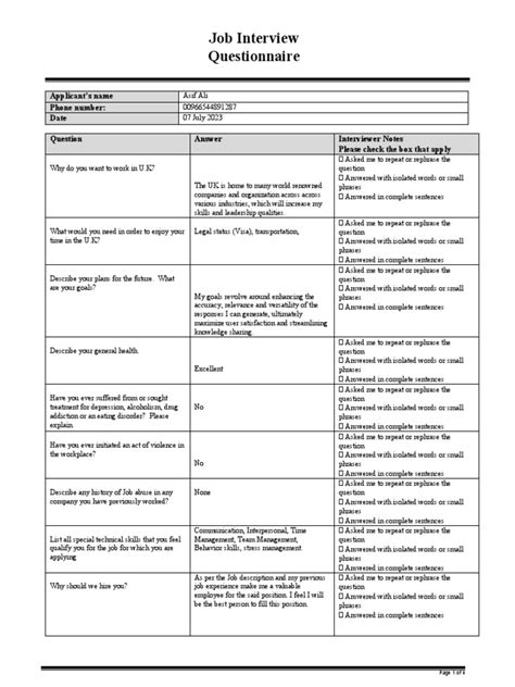 Image result for Interview Questionnaire Examples
