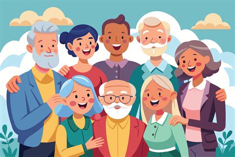 A group of senior citizens with diverse backgrounds and appearances ...