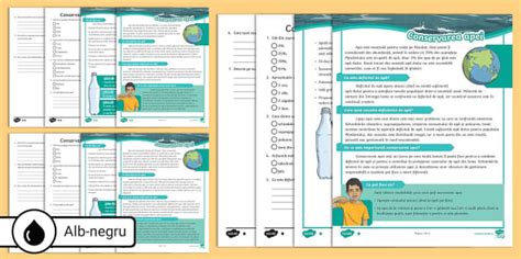 Conservarea apei – Fișă de lectură diferențiată 9-12 ani