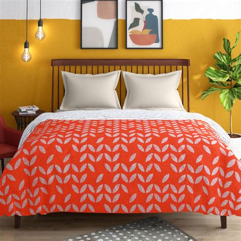 Buy PORTICO Hashtag Red Printed Cotton Queen Comforter - 220 cm x 240 ...