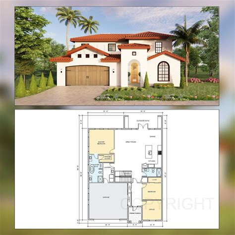 Santorini Luxury Modern Mediterranean House Plan Design - 4 Bed 3 Bath ...