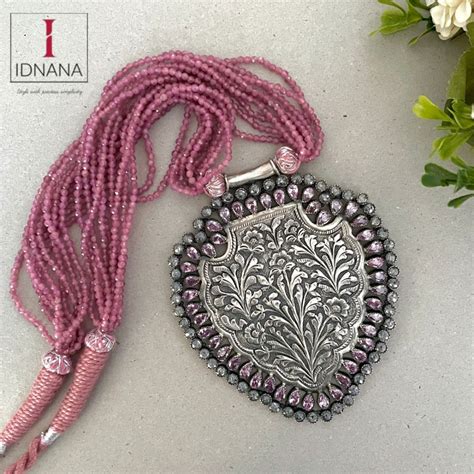 PINK AND WHITE QUARTZ CHITAI NECKLACE BEADED WITH PINK STRAWBWEER QUAR ...