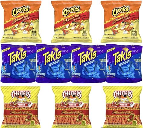 Buy Hot Chips Variety Pack - Takis Blue Heat, Flamin' Hot Cheetos, and ...