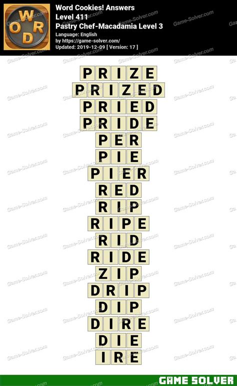 Word Cookies Pastry Chef-Macadamia Level 3 Answers - Game Solver