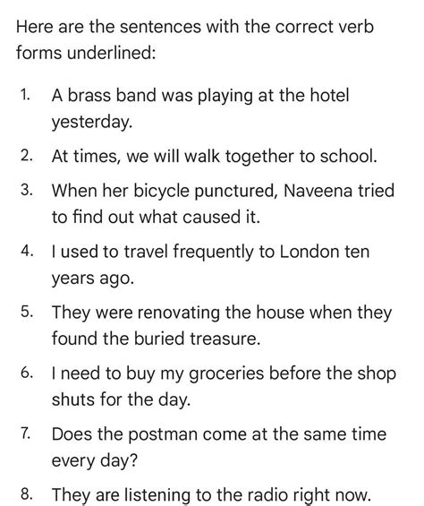 C. Underline the correct forms of the verbs to complete these sentences ...