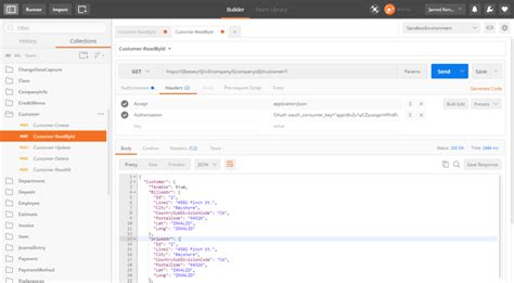 QuickBooks API Call Postman 的图像结果