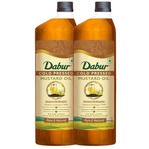 Dabur Cold Pressed Mustard Oil 2L (1l x Pack of 2) | Cooking Oil ...