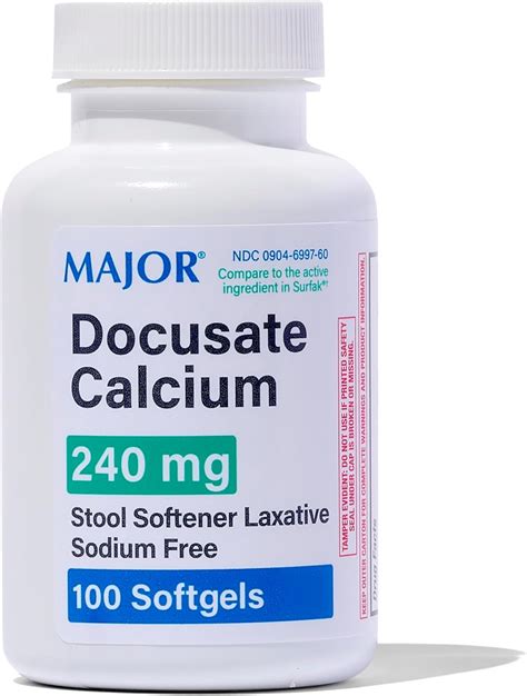 Amazon.com: MAJOR Docusate Calcium 240 mg - Stool Softener Laxative ...