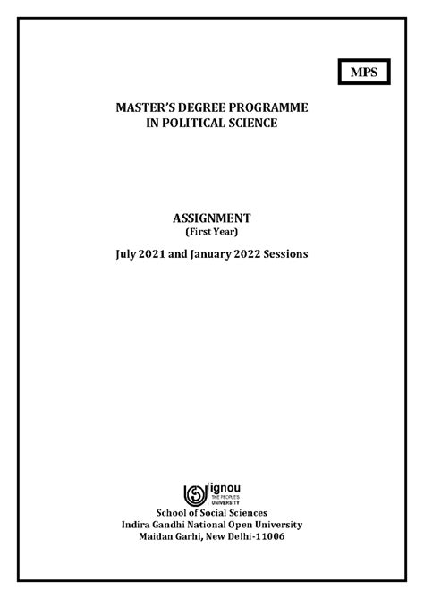 MPS 1st Year Assignment TMA for Political Science 2021-22 - Studocu