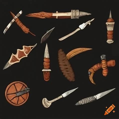 Pre-columbian native american weapons on Craiyon