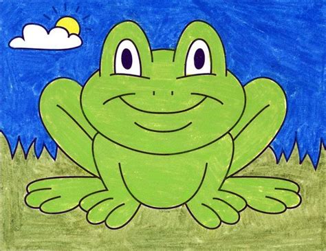 frog drawing easy with colour