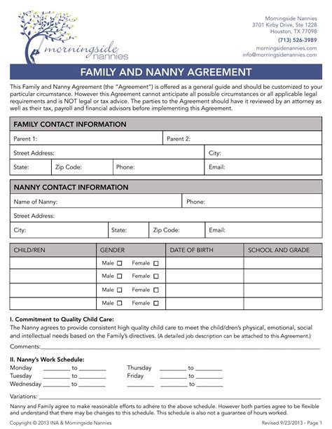 Nanny Contract Agreement - Template Spar...: Premium Template ...