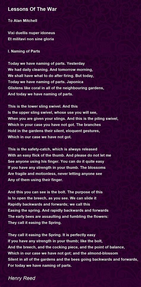 Lessons Of The War Poem by Henry Reed - Poem Hunter